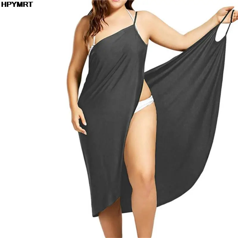 Women's Solid Color Halter Suspender Dress – Loose Sleeveless Beach Dress | S–5XL (7 Colors)