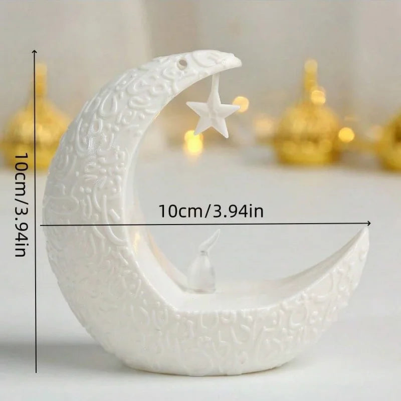 1pc Middle East Eid al Fitr Star Moon Electronic Candlestick Arab Ramadan Candle Night Light Home Restaurant Decoration Ornament