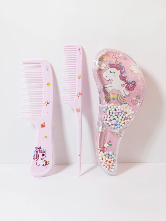 3pcs cartoon comb set, wet and dry dual-use, hair styling, suitable for any hair texture, gift set, special for real hair wigs