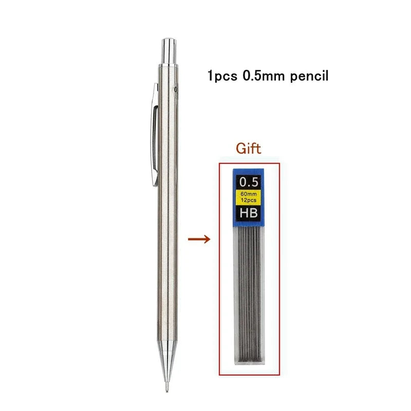 Full Metal Mechanical Pencil Set 0.3 0.5 0.7 0.9 1.3 2.0mm HB Automatic Pencil With Leads,for Art Drawing Writing Sketchin