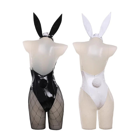 Bunny Girl Cosplay Costume Sexy Bunny Suit Women White and Black Bodysuit Jumpsuit