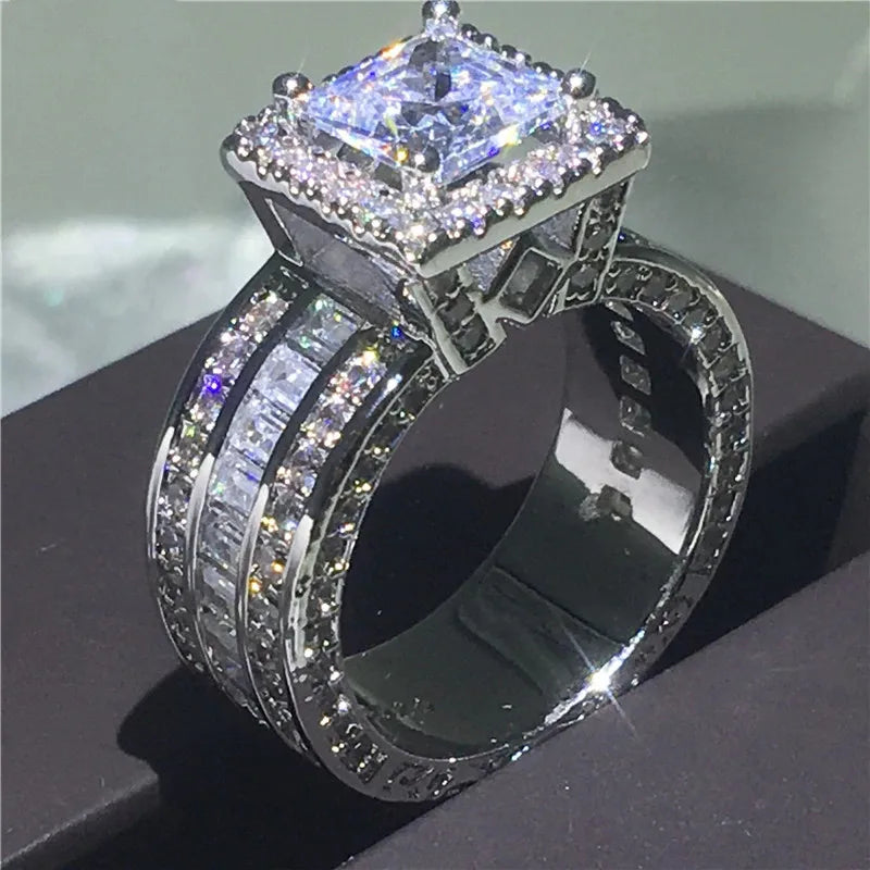Halo Square-Cut Zircon Ring for Women - Engagement & Promise Ring