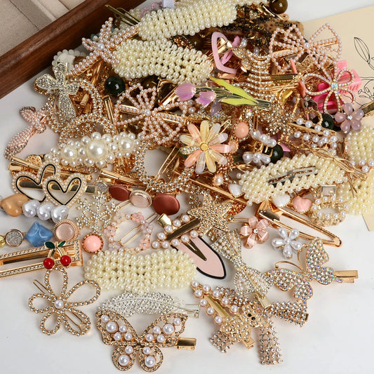 Pearl bow hair clips French style