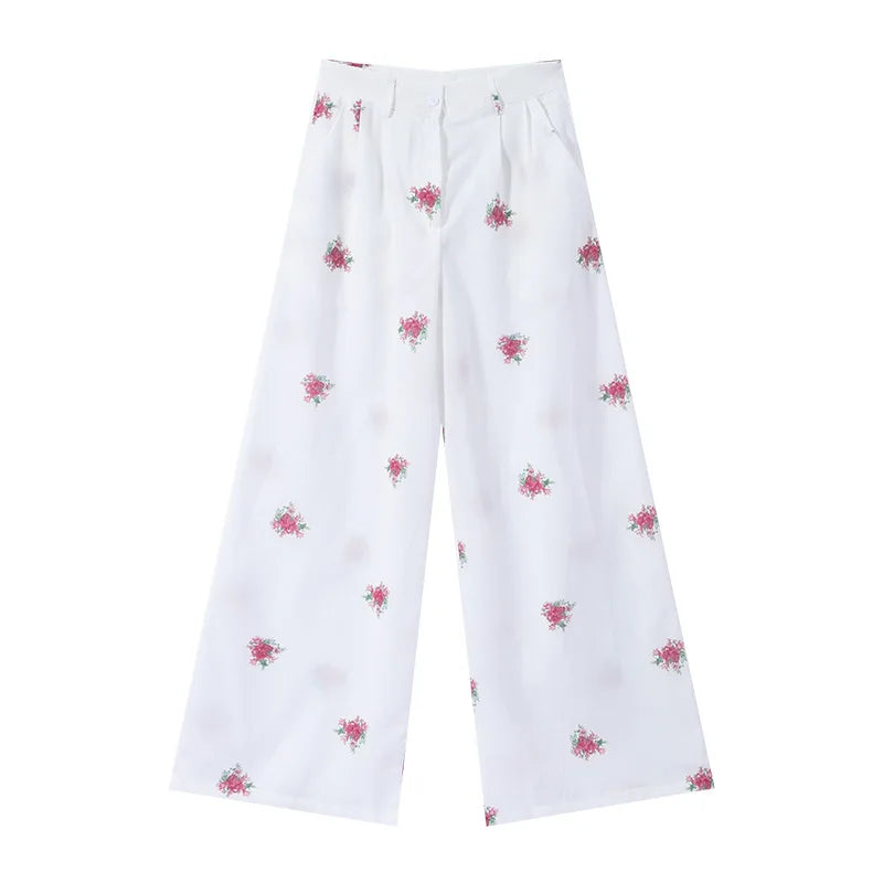 Floral 3-Piece Set — Corset, Lapel Blazer & Straight Pants