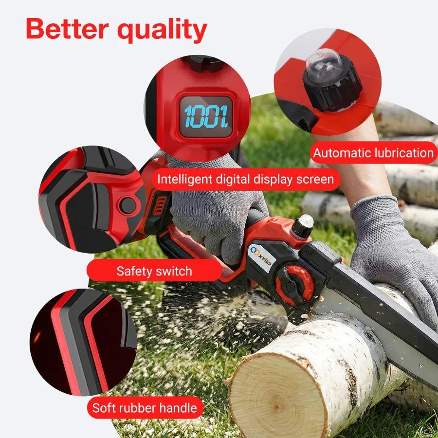 8" and 6" Mini Chainsaw Cordless Portable Handheld Electric Chainsaw with 2x3.0Ah Batteries and Charger Brushless Small Power S