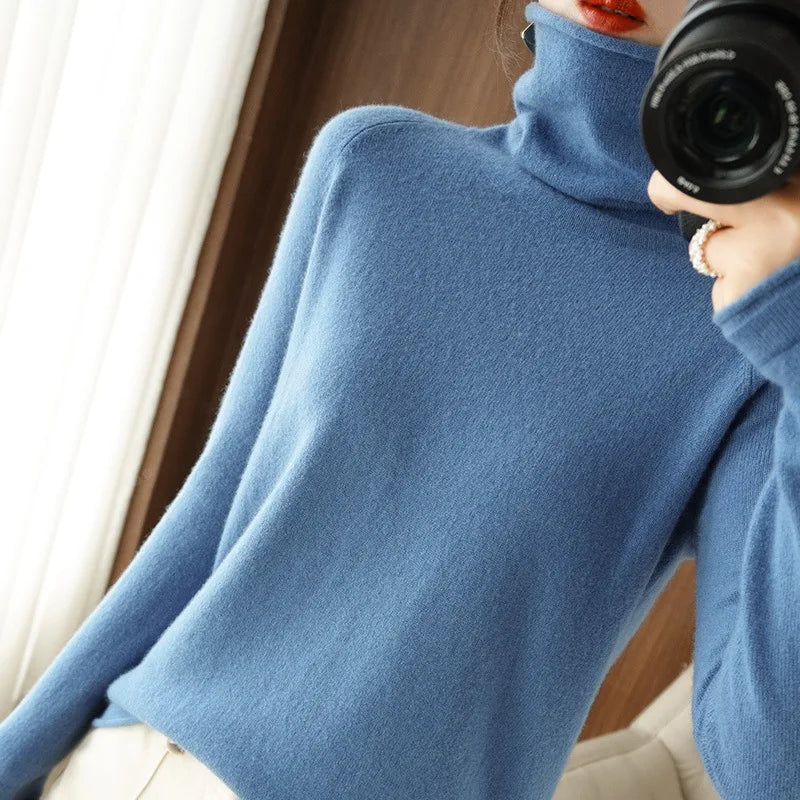 Women's Slim Turtleneck Knit Pullover - Soft Solid Bottoming Sweater - photo 19