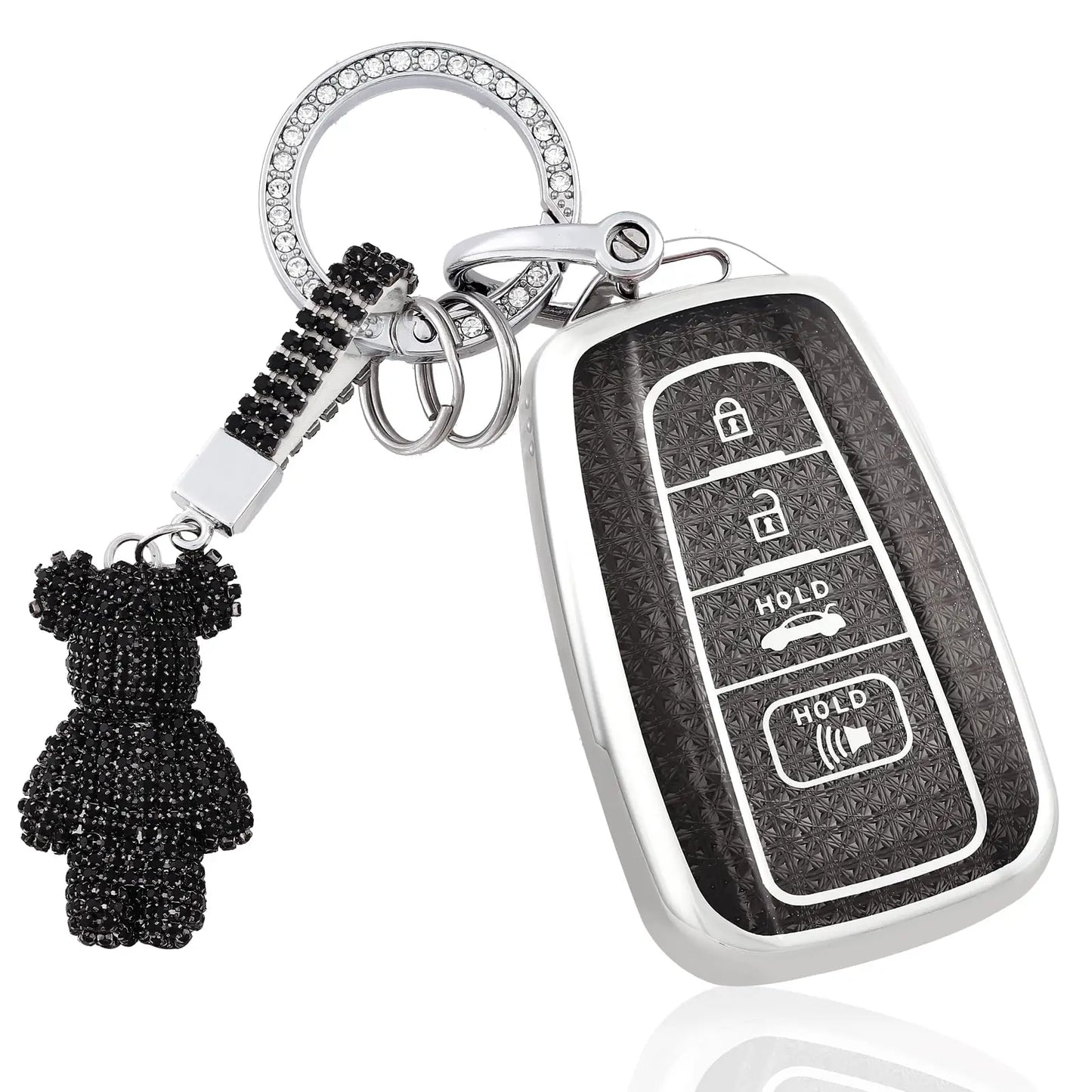 for Toyota Key Fob Cover with Bear Keychain Soft TPU Key Case Protection For Toyota RAV4 Camry Corolla 4Runner Highlander Prius