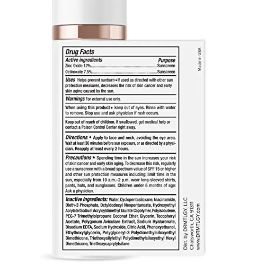 Facial sunscreen for daily use, mineral-based, light beige tint, broad-spectrum UVA/UVB protection SPF 46 with anti-aging moist