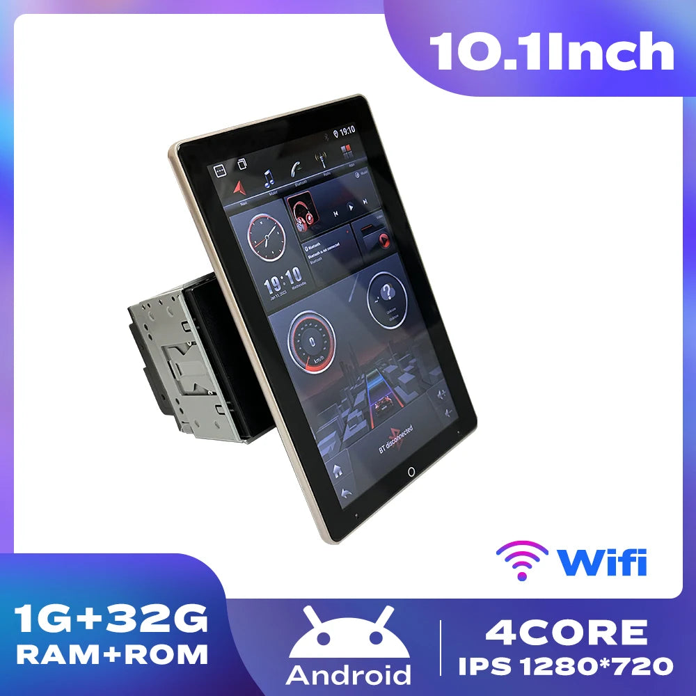 10.1" Rotatable Vertical Screen 2-DIN Android Car Stereo — CarPlay, Android Auto, GPS Navigation