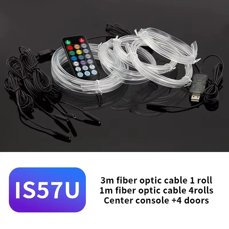 RGB Fiber Optic Car Ambient Light Strip with Music Sync (2-5m)