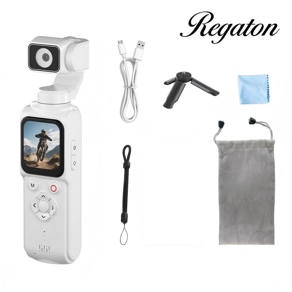Regaton 4K Gimbal Camera — 330° Face-Tracking Touchscreen, 64MP