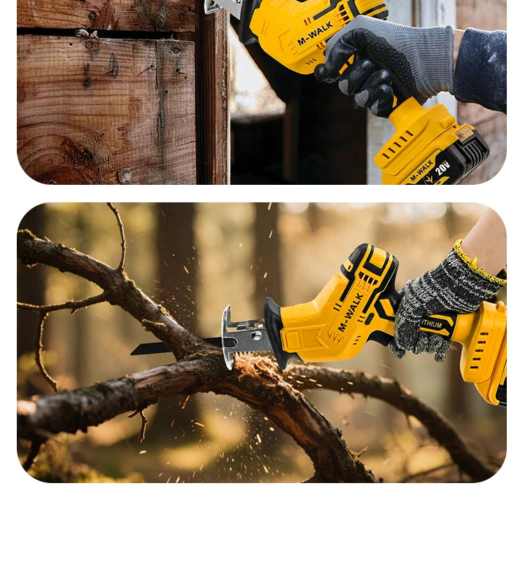 M-WALK 3000RPM Cordless Electric Reciprocating Saw Chainsaw Saber Saw Wood Metal Cutting Power Tool For Dewalt 20V Battery Pin