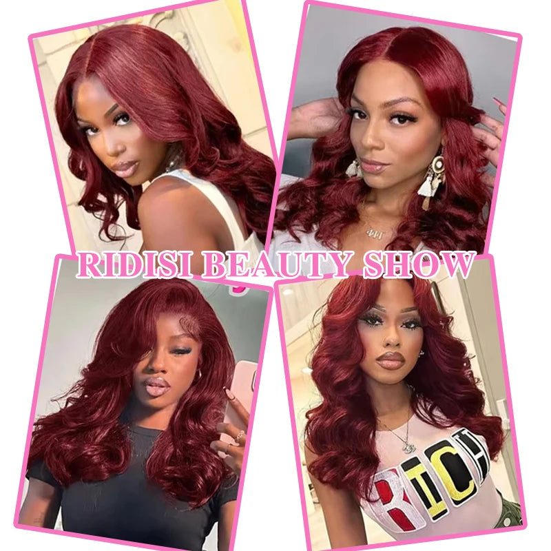 Ridisi 99j Burgundy Body Wave Human Hair Bundles Brazilian Wavy 3/4 Bundles Human Hair Colored Wind Red Hair Bundles