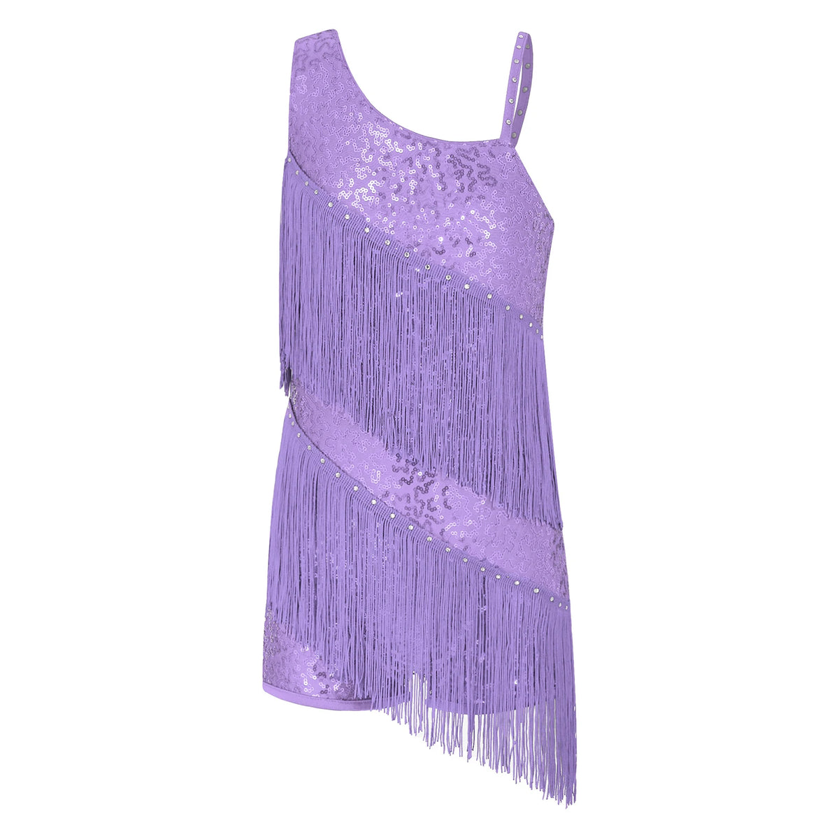 Girls sequin tassel Latin dress with shorts
