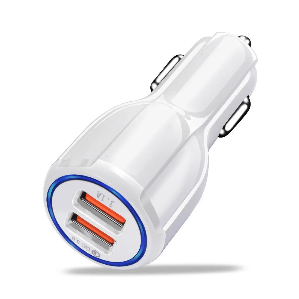 Car Charger 18W 3.1A Dual USB Fast Charging QC Phone Charger Adapter For iPhone 12 11 Pro Max 6 7 8 Xiaomi Redmi Huawei Samsung