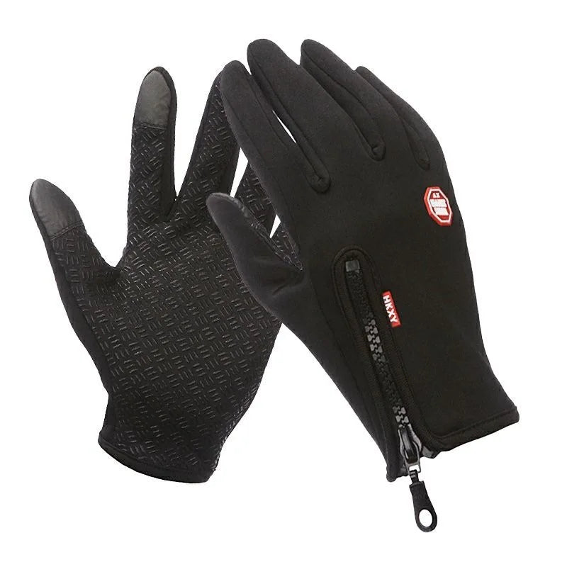 Unisex Touchscreen Winter Gloves, Windproof Zipper Gloves