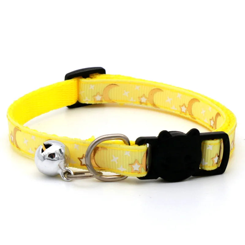 Reflective Breakaway Cat Collar with Bell - Star & Moon
