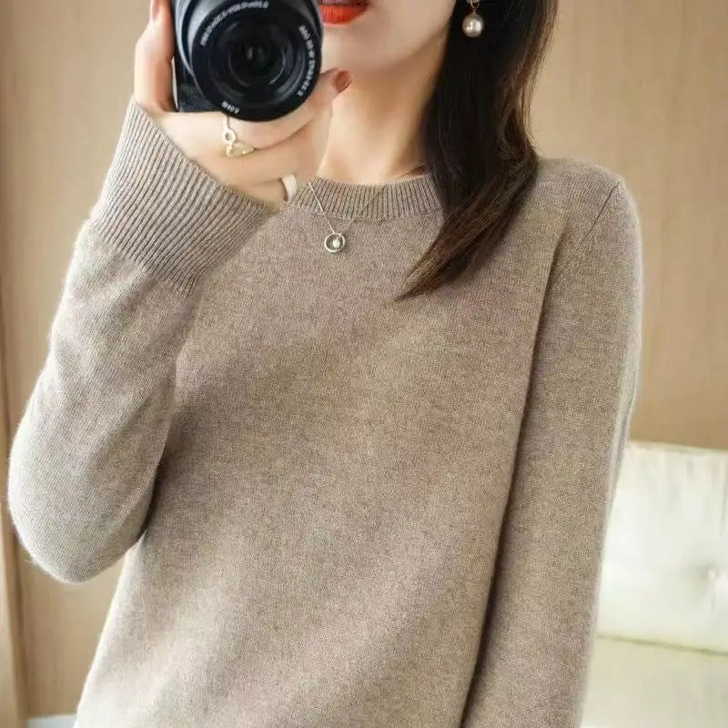 Women's Soft Knit Crew Neck Sweater, Basic Jumper