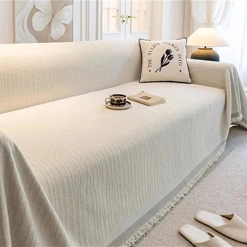 Luxury Sofa Cover L-Shaped Couches Chenille Reversible Stretchable Sofa Protector Slipcover Non-Slip All-Season Couch Blanket