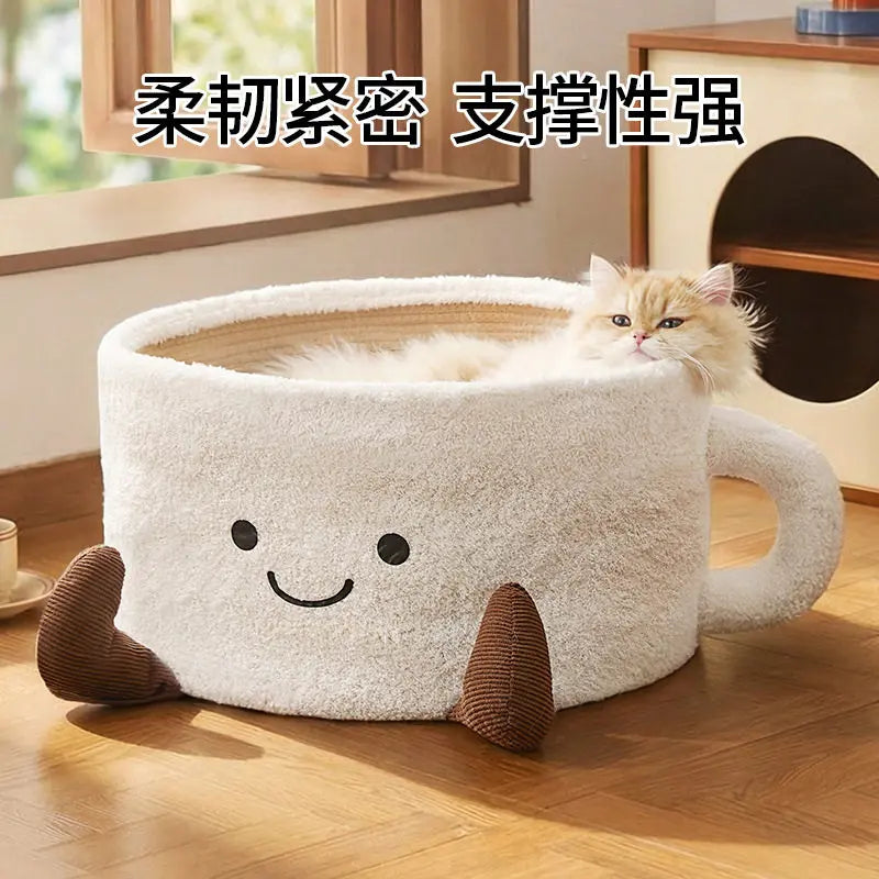 Cat Bed With Scratching Board Semi Enclosed Cozy Nest For Indoor Cats Kittens And Pets Perfect Christmas Gift For Cat Lovers