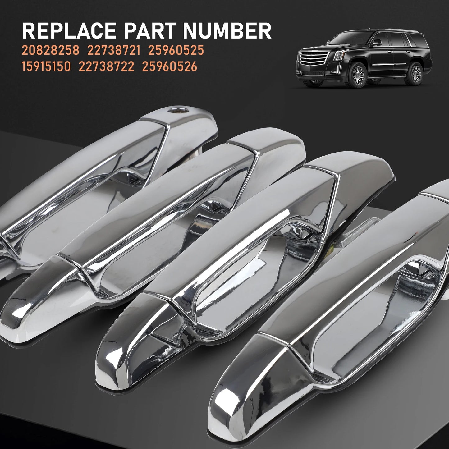 Nakuuly Exterior Chrome Door Handle 4PCS Front Rear Driver & Passenger For 2007-2014 Cadillac Escalade Chevy Avalanche Silverado