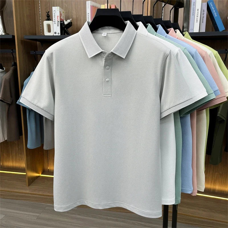 Men's All-Season Lapel Polo - Breathable, Comfortable Casual Top