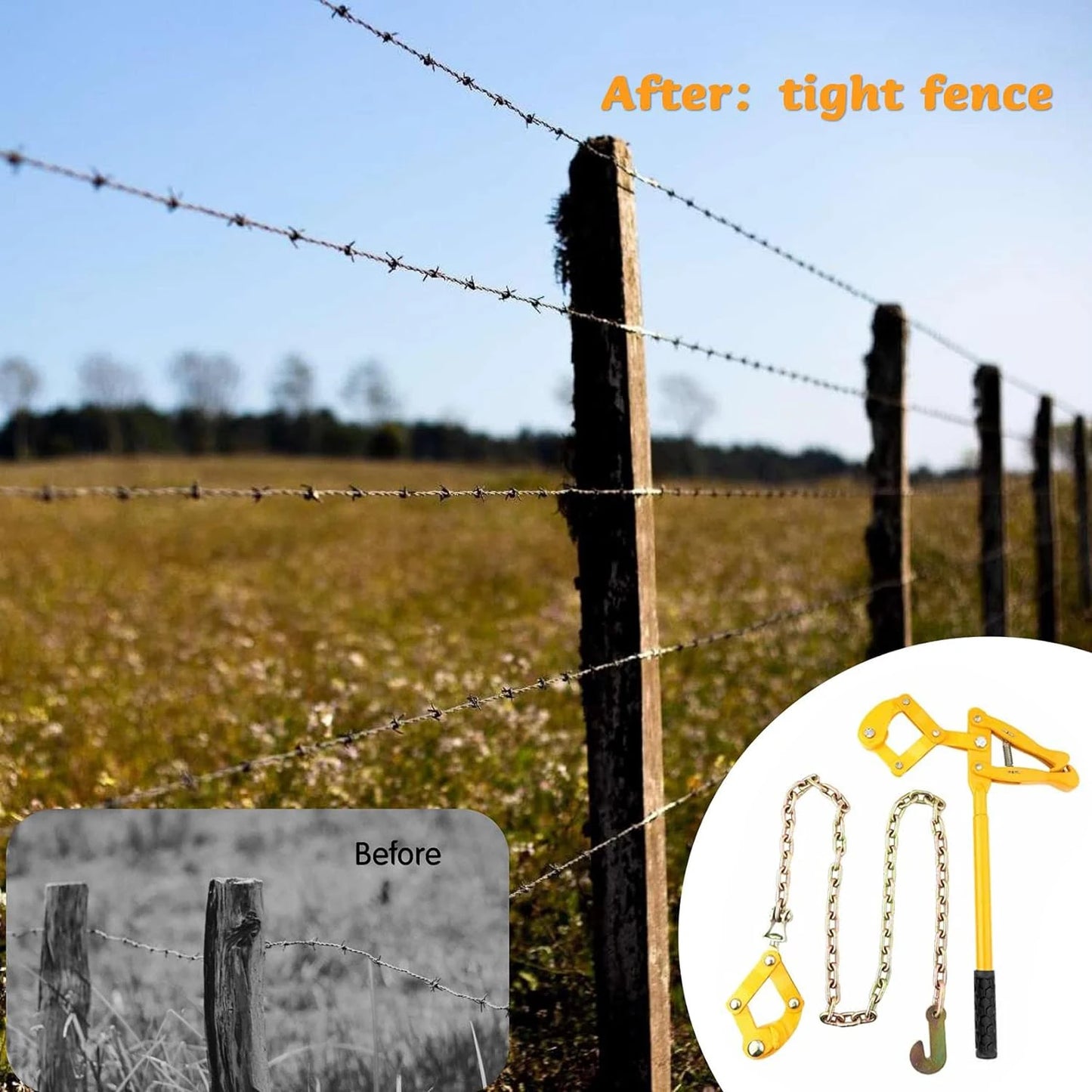 MMAlto Heavy Duty Chain Strainer – Fence Wire Tightener & Stretcher Tool | Compact Design | For Farm Fence, Cattle & Agricultural Wire