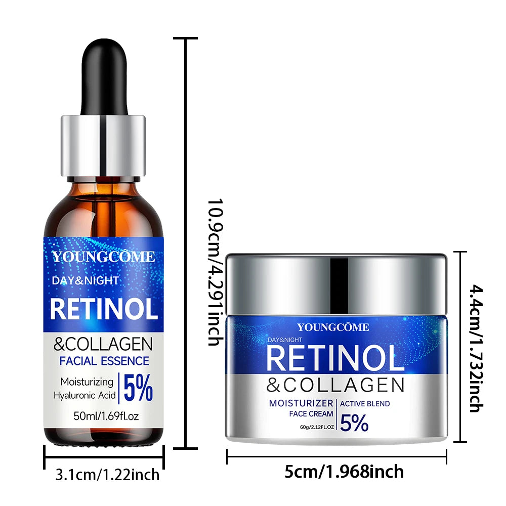 YOUNGCOME Retinol Cream & Serum Combo Set – Locks In Moisture, Repairs Skin, Smooths Wrinkles & Increases Elasticity | Anti-Aging Face Care for Women