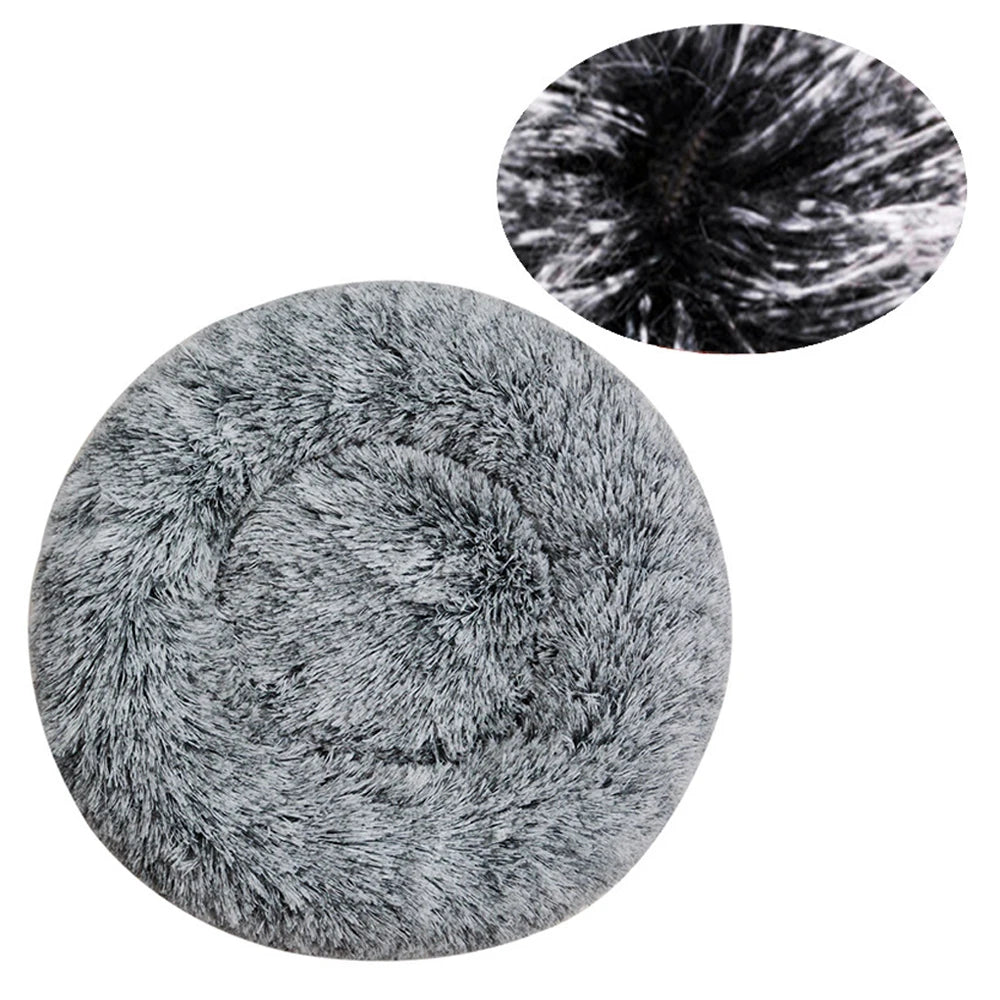 Round Plush Dog Bed - Warm Tie-Dye Nest Bed, 70-90cm - photo 24