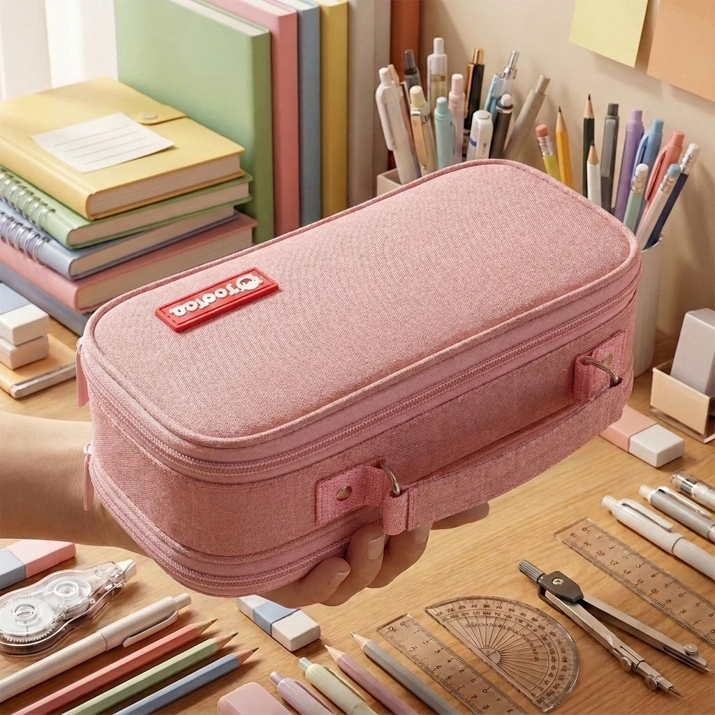 Portable Large Capacity Pencil Case Upper Pen Box Multifunctional Stationery Bag Boy Back to School Office Supplies Stationery
