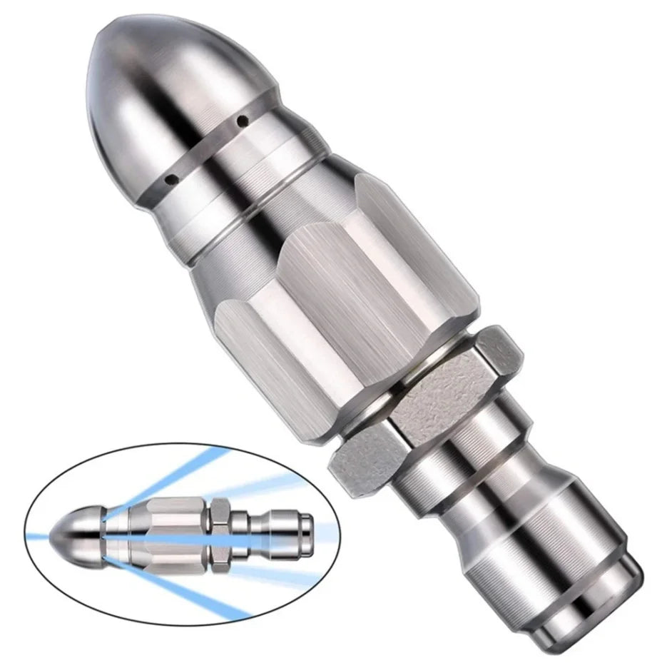 Water Jet High Pressure Sprayer Nozzle Clean Sewer 1/4" Stainless Steel Pressure Washer Quick Plug Drain Hose Nozzle Tool Water