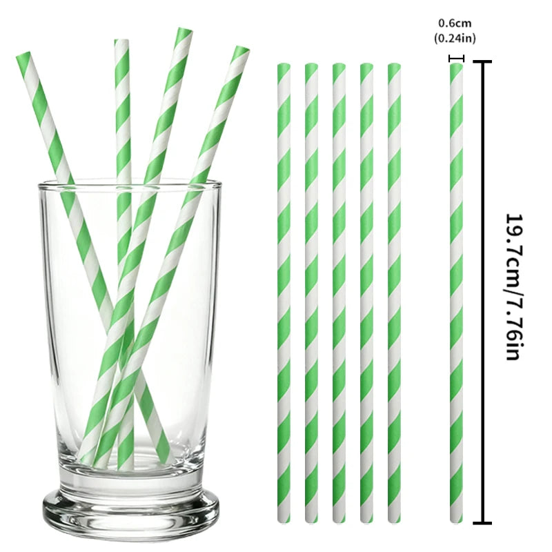 50/100pcs Red and White Striped Disposable Paper Straws for Coffee Milk Juice Cocktails Chrismas Straws Party Drinkware Straw