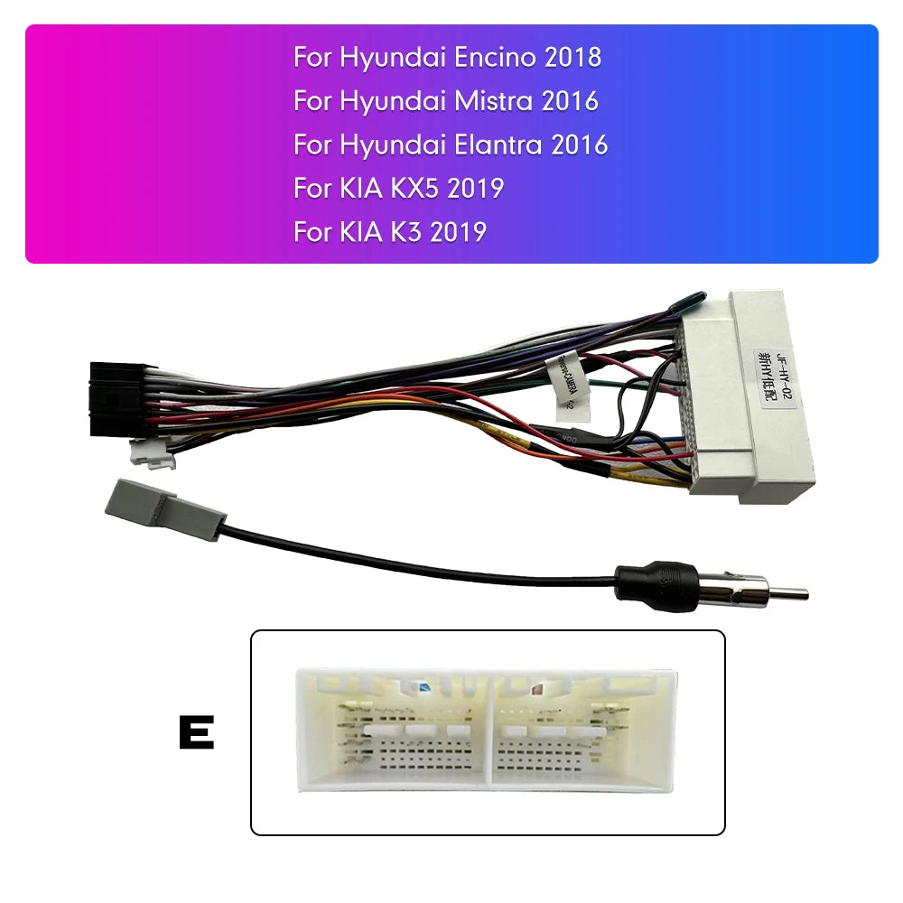 Power/Wiring Harness for Android Car Stereo Head Units — Plug-and-Play, Fits Many Hyundai & Kia Models
