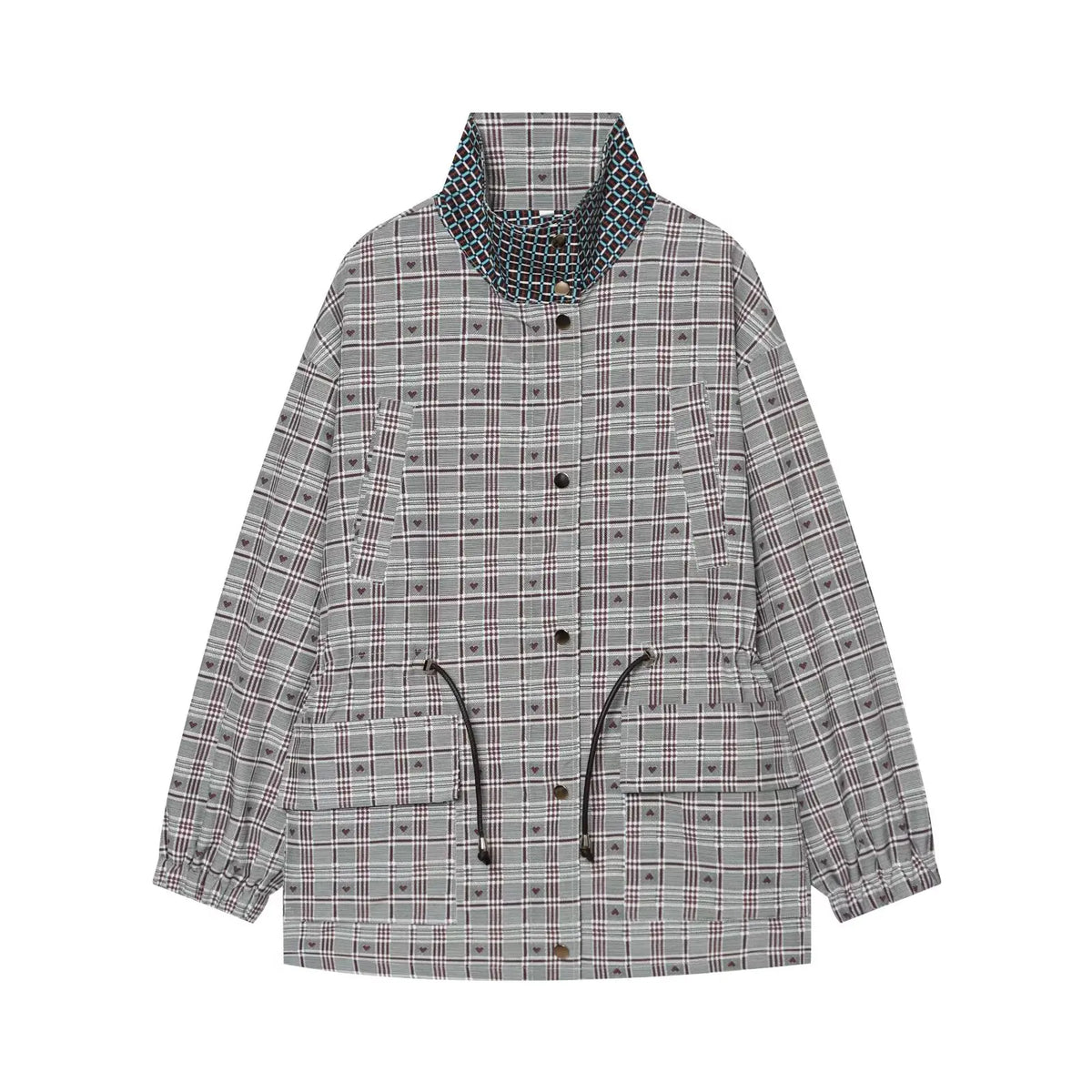 Women's Oversized Plaid Jacket - Long Sleeve Casual Autumn Coat - photo 11
