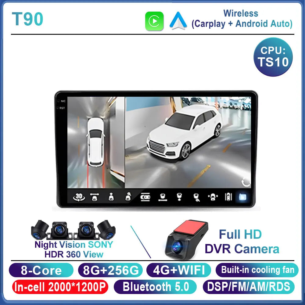 Car Stereo with Apple CarPlay & Android Auto, Compatible with Fiat Panda 169 (2003-2012)