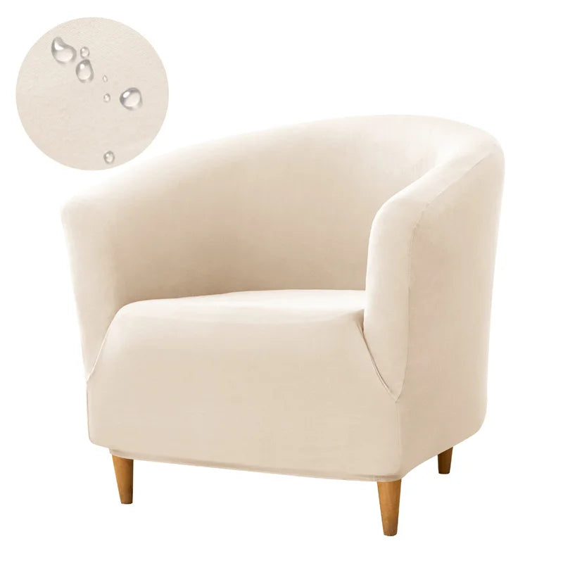 1PC Stretch Club Chair Cover Water Repellent Solid Color Arc Sofa Covers Single Removable Seat Slipcover Hotel Bar Counter Decor