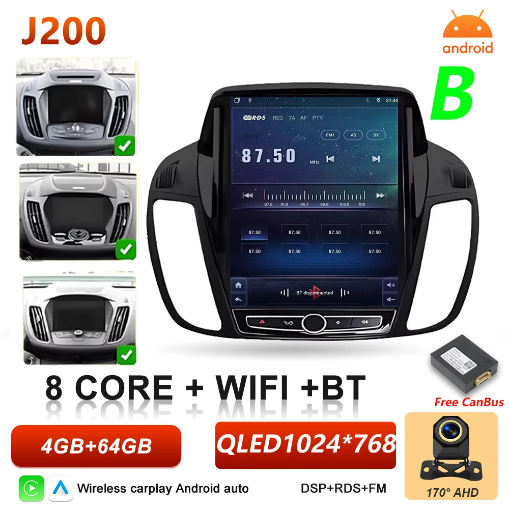 Car Stereo with Apple CarPlay & Android Auto, Compatible with Ford C-MAX, Kuga 2 & Escape 3