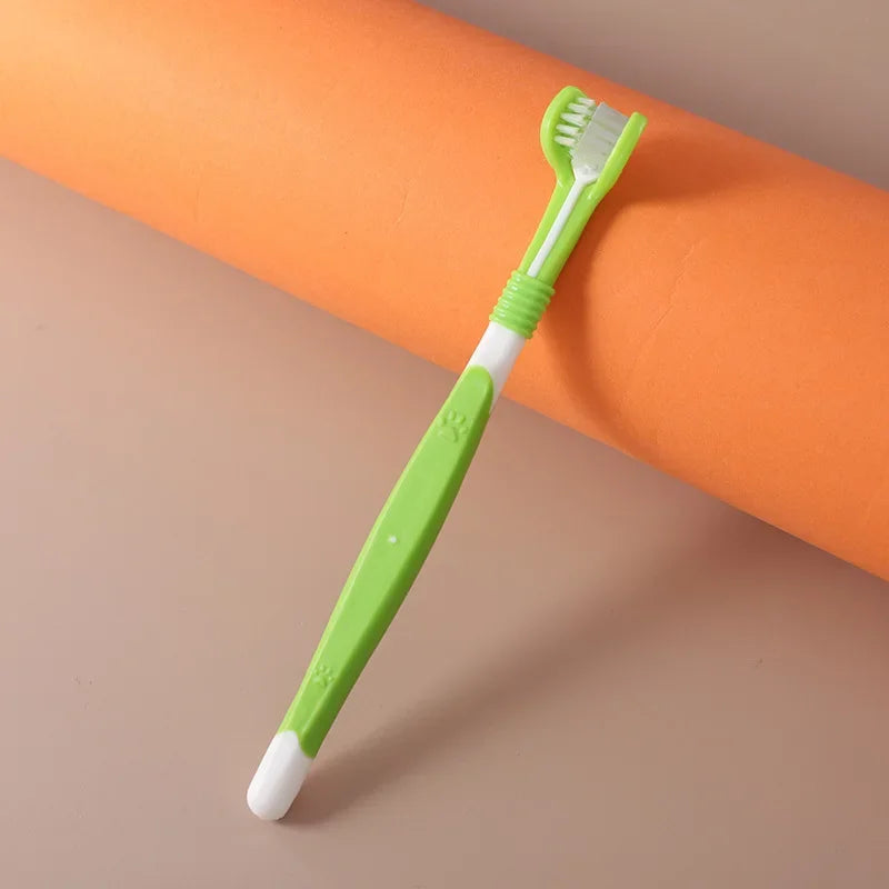 3-Head Soft Pet Toothbrush - Easy-Grip for Small Breeds