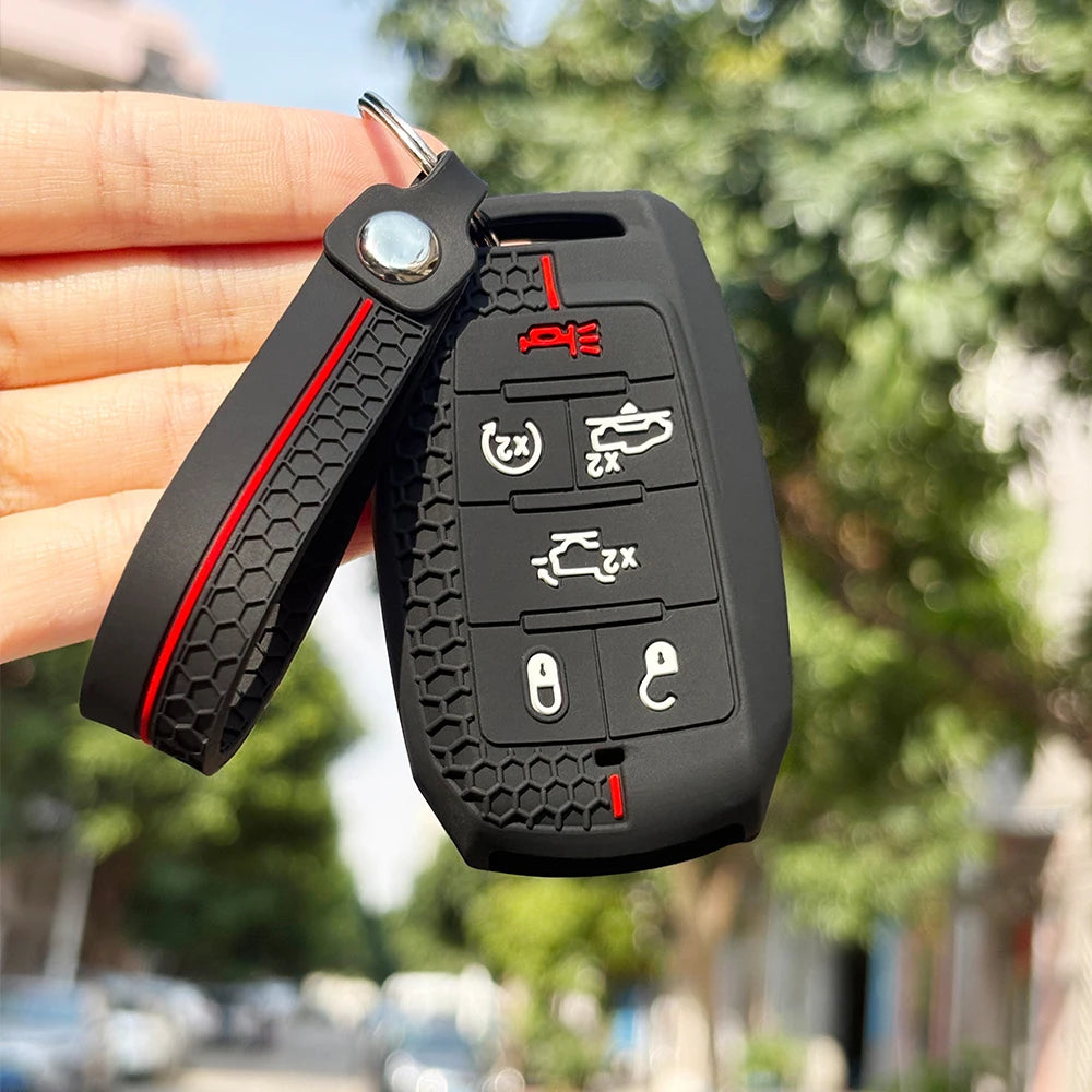 Silicone Key Fob Cover with Keychain - Dodge RAM 1500/2500/TRX