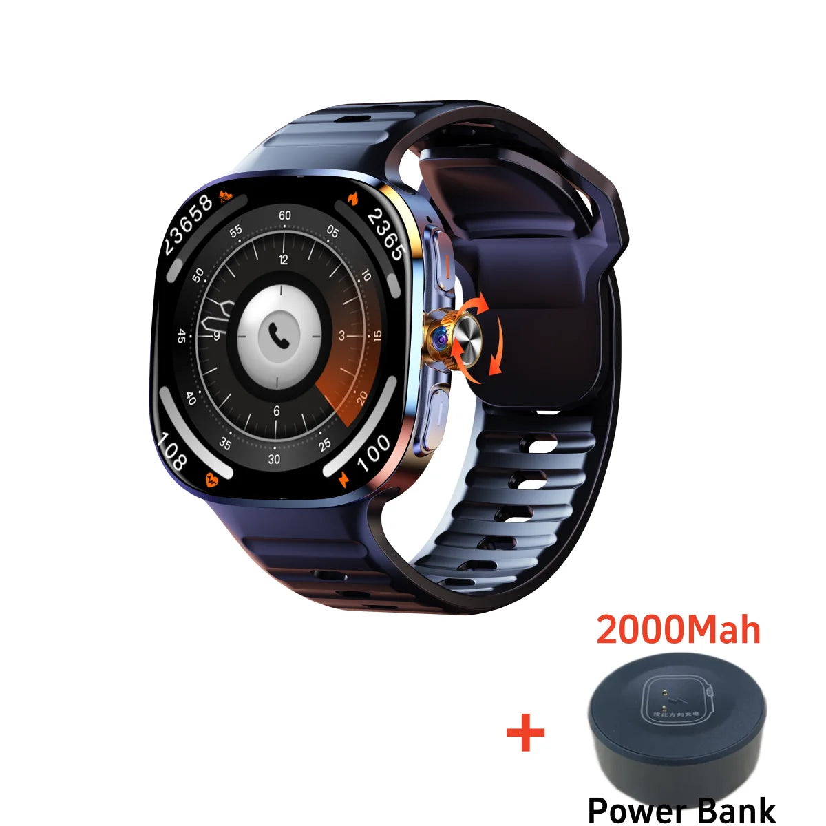 Original M99 Smartwatch with 2.4 Inch AMOLED Screen 4G/5G SIM Card Slot GPS WiFi 190° Rotating Camera Android 10.0 Gaming Watch