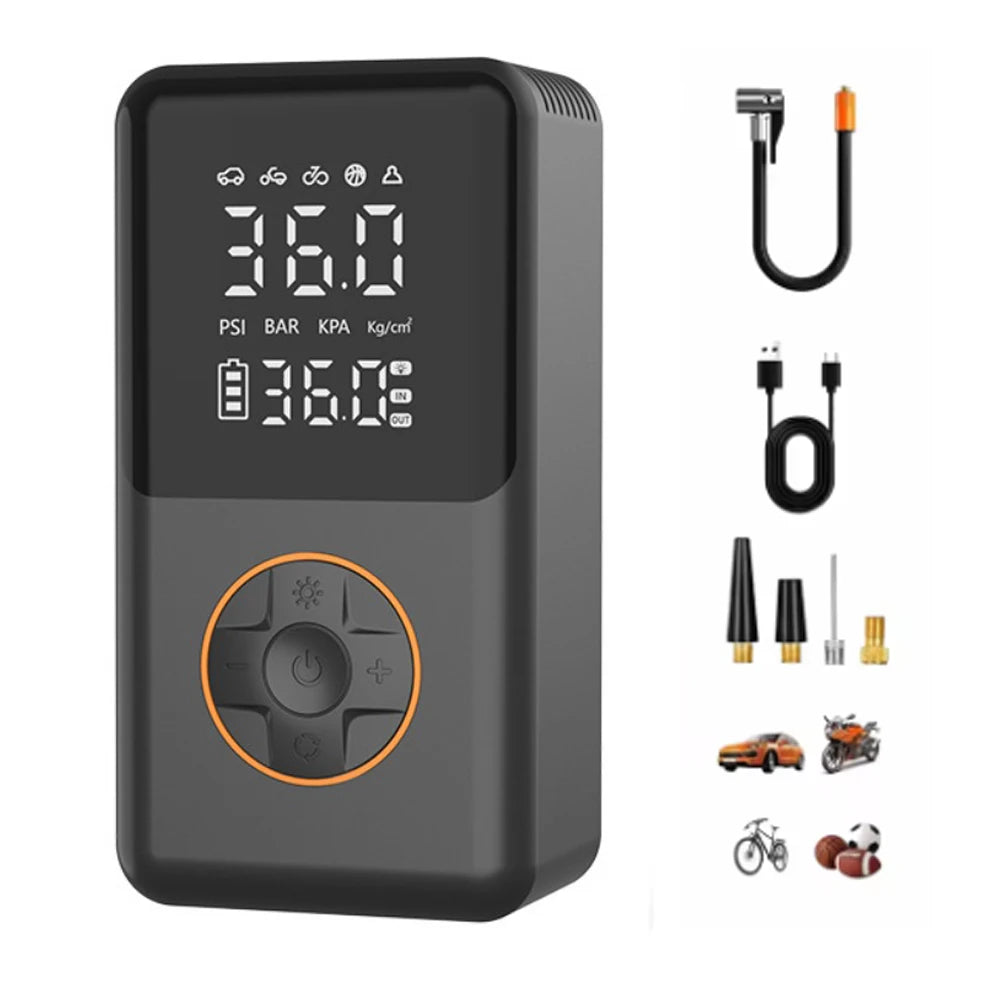 YINGBOOST Mini Bike Tire Pump 150 PSI Tire Inflator Air Compressor Cordless , Air Pump for Car with Pressure Gauge, LED Light