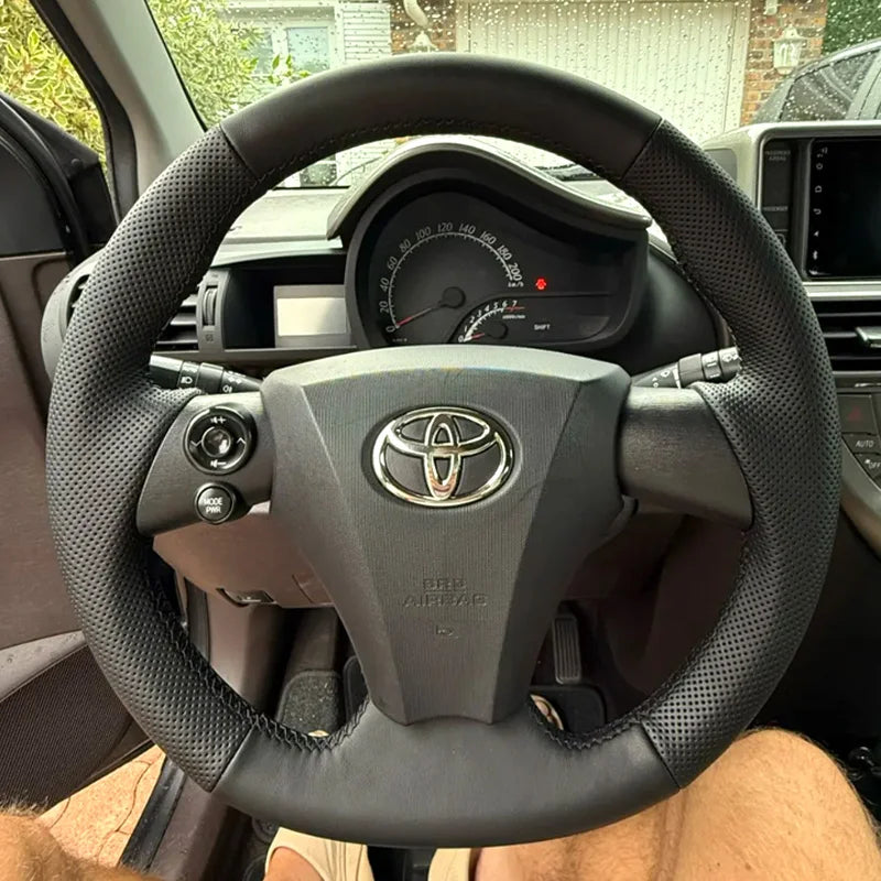 customized Steering Wheel Cover for Toyota iq 2009 2010 2011 2012 2013 DIY Full Coverage Style Leather iq car accessory