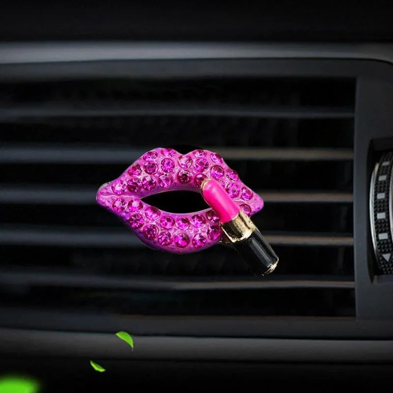 1PC Bling Lip Air Vent Clips Rhinestone Lipstick Car Air Freshener Clip Crystal Car Air Outlet Decorations Charm Car Inter Decor
