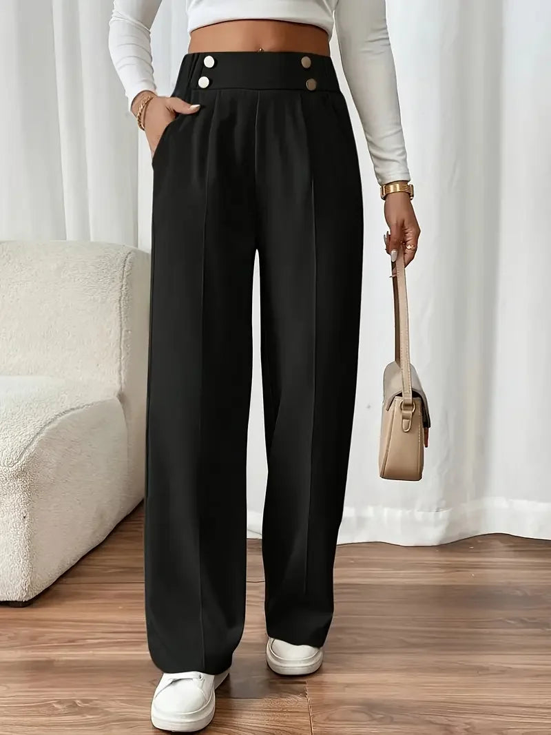 Women's high-waist wide leg pants - view 10