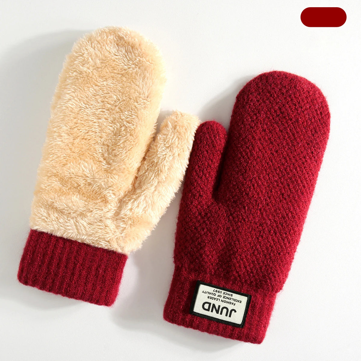 Unisex Double Layer Knit Mittens - Thick Fleece Lined Winter Mittens - photo 15