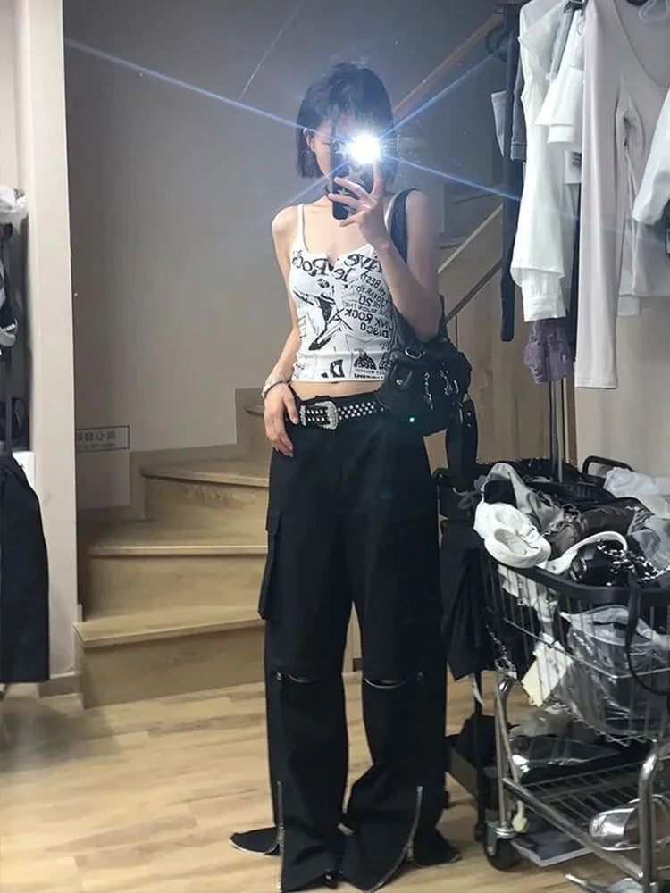 Y2K Punk Print Ribbed Knit Crop Tank Top for Women - Sleeveless Fairy Grunge Tee - photo 9