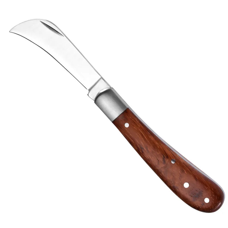 Folding Grafting Knife Grafting Tools Grafting Pruning Knife Professional Garden Fruit Tree Grafting Cutter Wooden Handle Knife