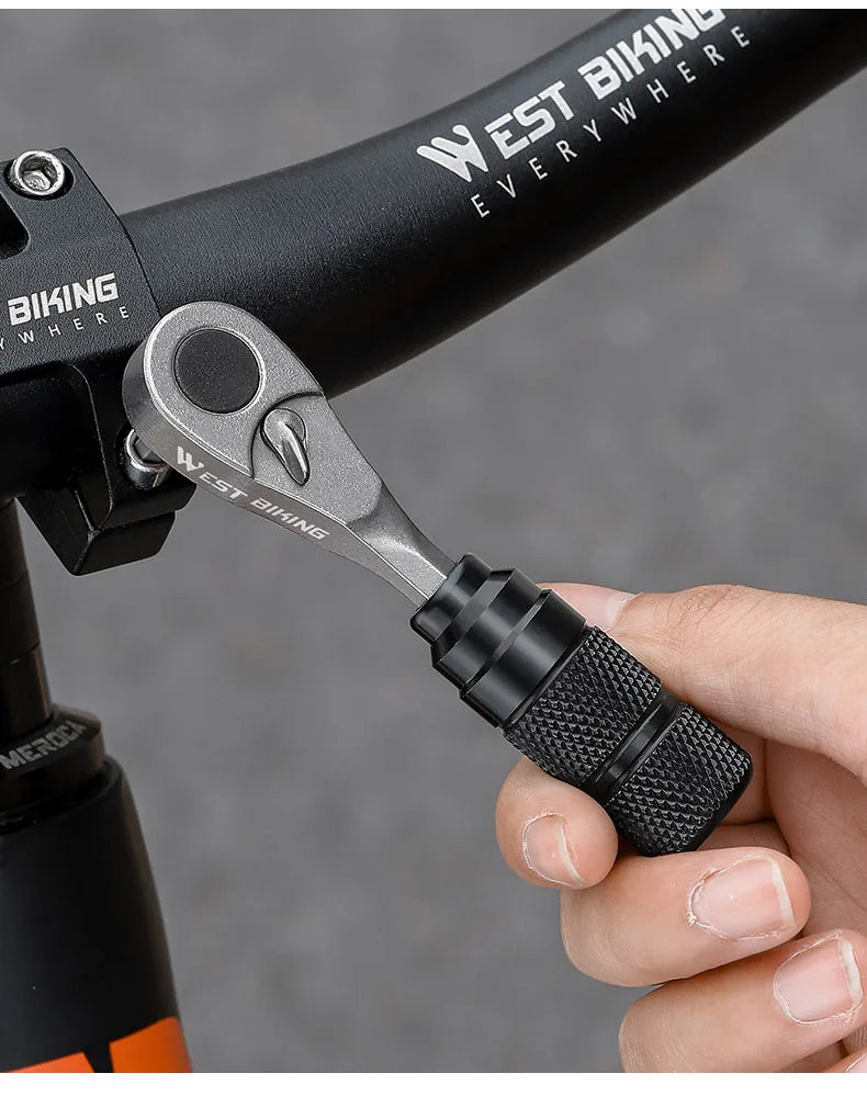 WEST BIKING Professional Bike Tools Portable Ratchet Wrench kit Tire Lever Mini Pump Multifunction Tools Road Bike MTB Accessory