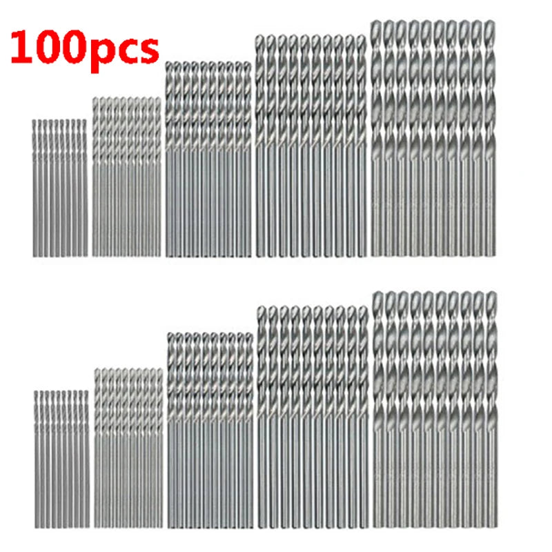 100 Pc Titanium Coated HSS Drill Bit Set