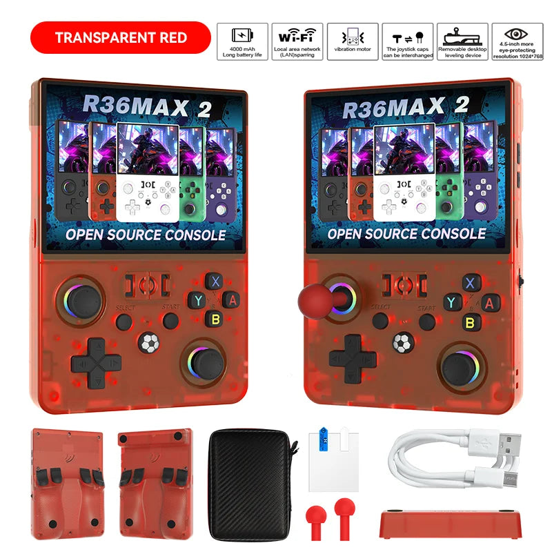 R36 Max2 Retro Console - 4.5" HD Screen, Open-Source Fun